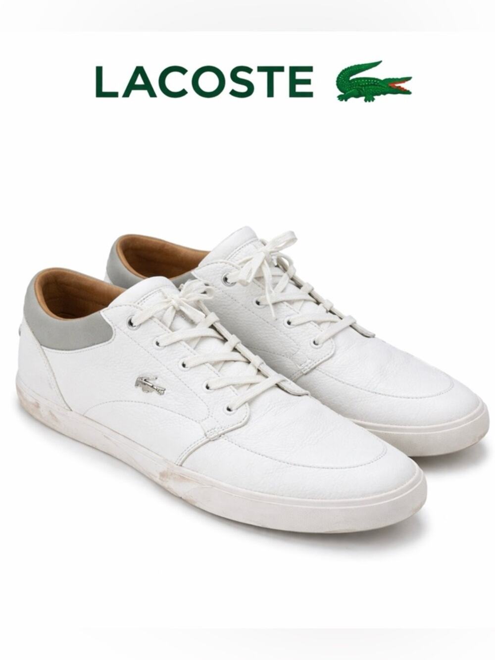 Lacoste Bayliss White Leather Sneakers Men’s Size 12 Casual Shoes